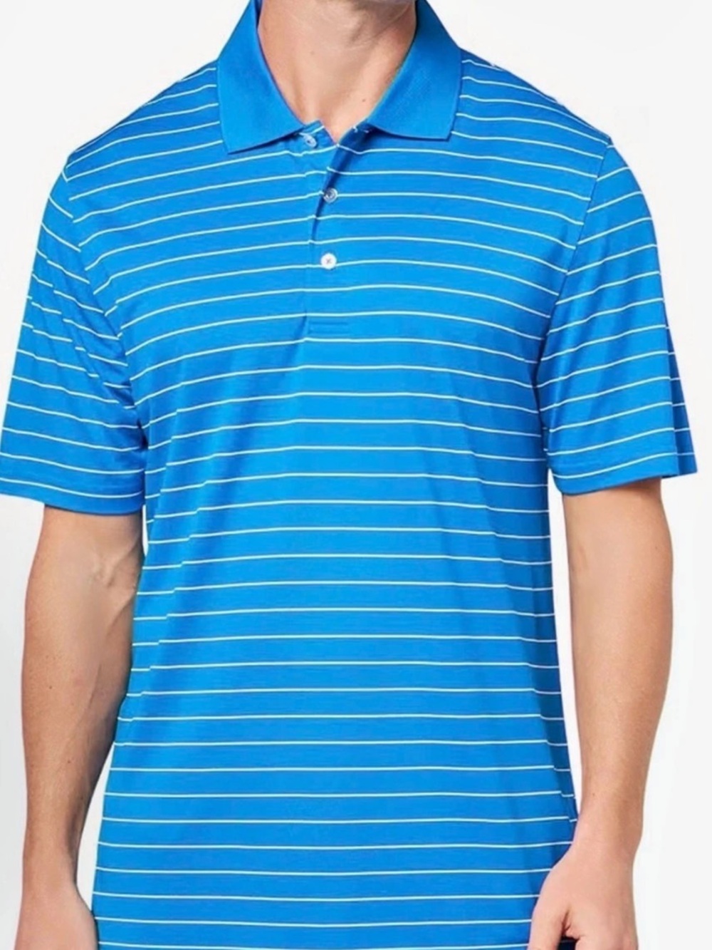 NWT Amazon Essentials Men's Regular-Fit Quick-Dry Golf Polo Shirt Blue & White